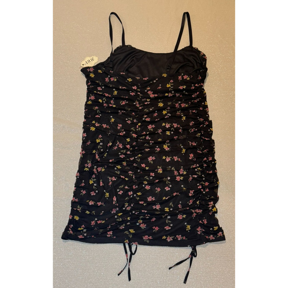 AUW Floral Mini Babydoll Sundress Adjustable Straps Elastic Pullover - 2X - Picture 2 of 8